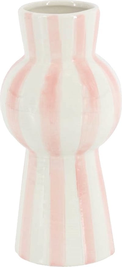 HomeBound by KY | Vaas keramiek stripes roze | bloemenvaas