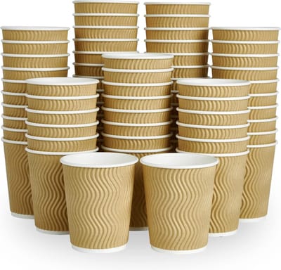 Koffiebeker 8oz 240 ml Bruin Ripple Kraft Dubbelwandig- 100 Stuks- wegwerp papieren bekers karton kraft – drank bekers – drinkbekers- koffie beker – wegwerpbeker – Koffiekopjes – Koffiemokken - Warme en Koude Dranken