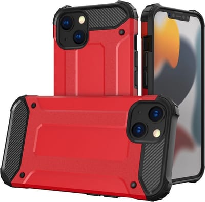 LuxeBass Hoesje geschikt voor Apple iPhone 14 - Rood - Armor case