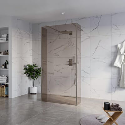 FugaFlow Eccelente Vetro Vrijstaande inloopdouche badkamer - 100x200cm - Rookglas - antikalk - 8mm veiligheidsglas - 2 zijwanden 40cm - met wandarmen en hoekprofielen - Gunmetal -