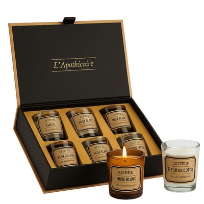 Luxe Geurkaarsen Geschenkset – Set van 6 Sfeerkaarsen in Cadeaubox – Aroma’s van Vanille, Roos & Musk – Perfect Cadeau voor Vrouwen – Beige