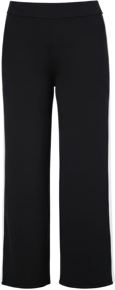 Studio Untold - Dames - Gebreide broek rechte pijpen zijstrepen - Zwart - Maat 46+