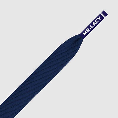 Mr. Lacy - Schoenveters - Veters - Sneakerveters  - Flatties - Plat - Blauw - Navy Blue - Veterlengte 130 cm – Breedte 10 mm