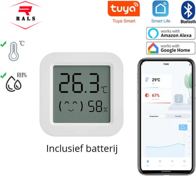 Slimme Mini Temperatuurmeter & Luchtvochtigheidsmeter Met Bluetooth - Luchtkwaliteitsmeter - Thermometer - Hygrometer Met App