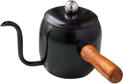 Roestvrijstalen Koffieketel - Mini Waterkoker Zwanenhals - Koffie en Thee Zetten - Antiverbrandingshandvat - 500 ml - Zwart