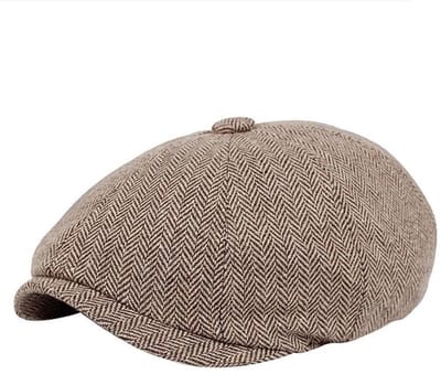 Scoby - Newsboy Hat - Flatcap - Herenpet - Klassieke Pet - Cap - One Size - Zwart/Bruin