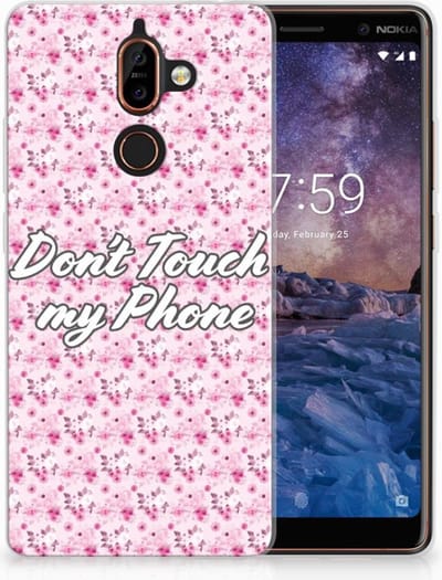 Nokia 7 Plus Silicone-hoesje Flowers Pink DTMP