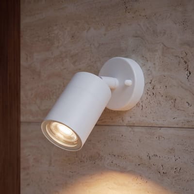 PRIOS - Wandlamp buiten - 1licht - Aluminium, glas - H: 14.4 cm - GU10 - wit