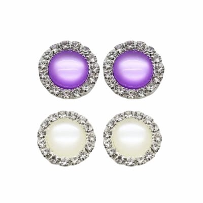 2 Paar clip oorbellen-Lila-Wit-1.5 cm