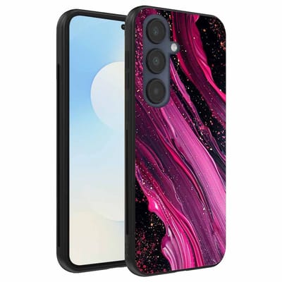 Geschikt voor Samsung Galaxy S25 FE Telefoonhoesje met marmer opdruk - TPU backcover case marble design - Paars Roze - Smartphonica geschikt voor Samsung Galaxy S25 FE