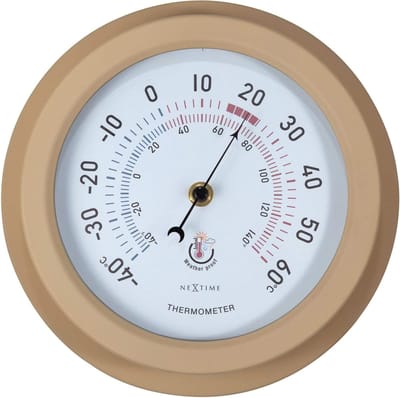Weerbestendige thermometer - 22 cm - metaal - bruin - lelie - NeXtime
