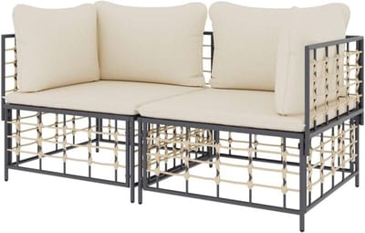 Sectionele Hoekbank - Tuinbank Modulair - Buiten Ontspannen - Weerbestendig Poly Rattan - L-vormig - Beige