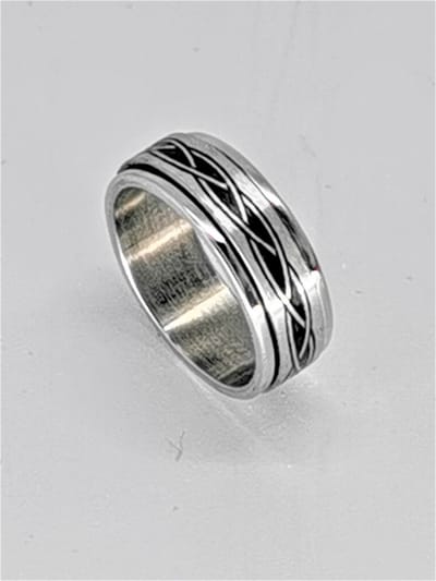 RVS - stress - ring - tattoo tribale band - maat 23 - Anti stress ringen
