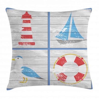 ABAKUHAUS Vuurtoren Kussenhoes – nautisch rustiek – 45x45 cm – veelkleurig