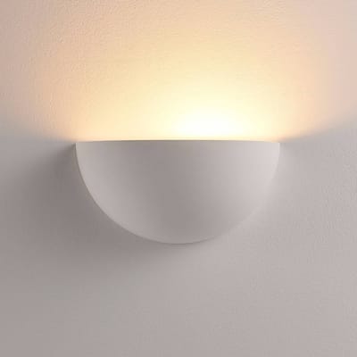Lindby - Wandlamp - 1licht - Gips - H: 14 cm - E14 - wit