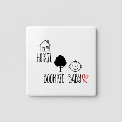 Huisje Boompje Baby Decoratieve Tegel – Schattige Familie Tekst Wanddecoratie – Keramische Tegel 15 × 15 cm