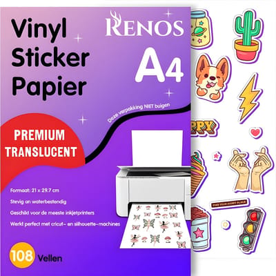 108 Translucent Vinyl Stickervellen A4 – Waterbestendig Stickerpapier voor Inkjet Printer - Geschikt voor Snijmachines