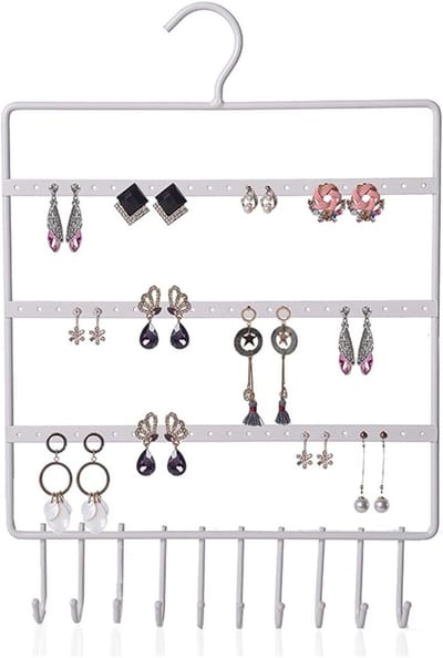 Sieradenstandaard - Juwelen organizer - Sieraden opbergen - Multifunctioneel ontwerp - 10 haken - Wit