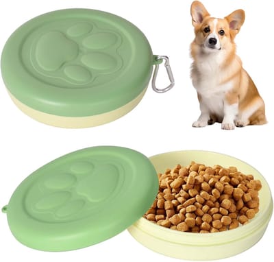 NTHProducts - Portable Dog Cat Bowl - Reisvoeding - Ideaal voor Outdoor - Groen - Water Bowl - Geschikt voor Honden en Katten - 380ml