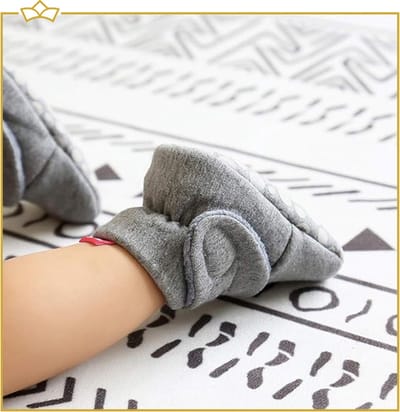 ATTREZZO® Baby slofjes - Pantoffels - Grijs - 18-24 maand - Met klittenband