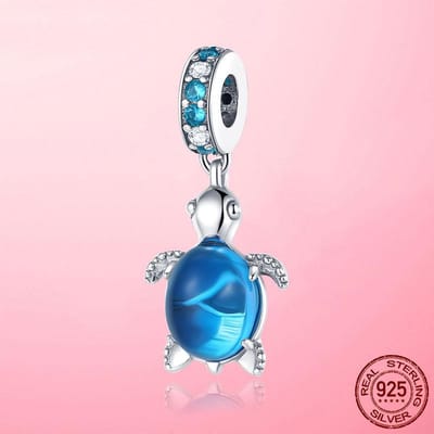 Zomer Nieuw 925 Zilver Blauwe CZ Zeeschildpad Schildpad Bedels Hanger past Armband Originele DIY Bedels Kralen Sieraden white