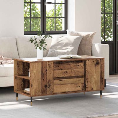 vidaXL - Salontafel - Oud - Hout - 102 - x - 44,5 - x - 50 - cm - Bewerkt - hout