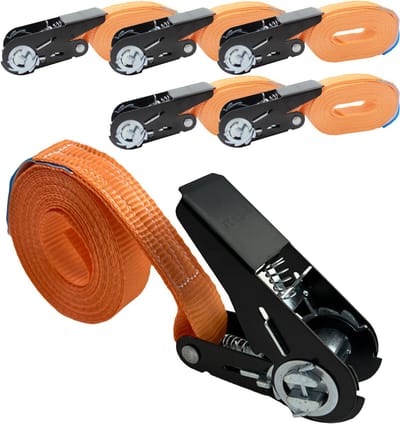 5x ratel spanband spanband oranje 1-delig 4m 0,8t 800kg zwart slot