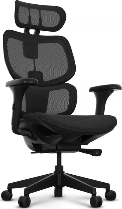 SENSE7 NOBU - Ergonomische Bureaustoel - Belastbaar tot 130 kg - Verstelbare Rugleuning & Hoofdsteun - Computerstoel - Directiestoel - Max. 190 cm - Zwart