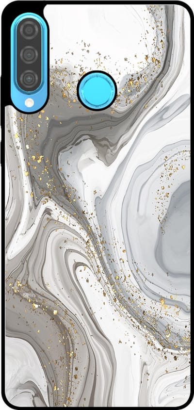 Smartphonica Telefoonhoesje Geschikt voor Huawei P30 Lite met marmer opdruk - TPU backcover case marble design - Zilver geschikt voor Huawei P30 Lite