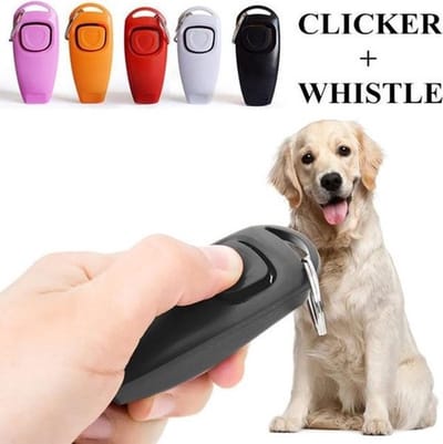 Clicker met fluit - Honden clicker voor training - RVS - Zwart - 1 st