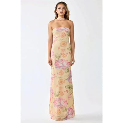 Strapless Bloemen Bodycon Maxi Jurk
