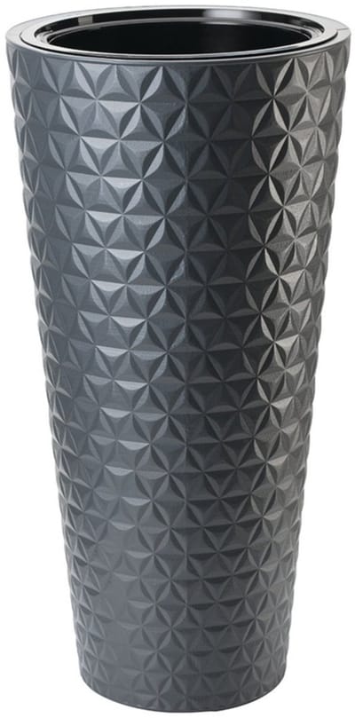 Form Plastic Plantenpot/bloempot Diamond - kunststof - antraciet - D30 x H58 cm - met binnenpot