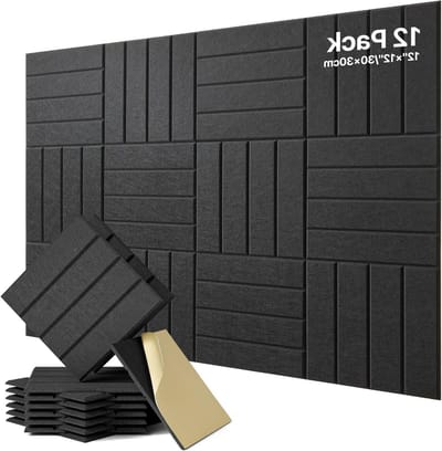 Geluiddempende Akoestische Panelen, Set van 12 Zelfklevende Polyester Geluidsisolatoren, 30 x 30 x 1 cm, Wit, Wanddecoratie en Geluidsabsorptie, Decoratieve Akoestische Platen