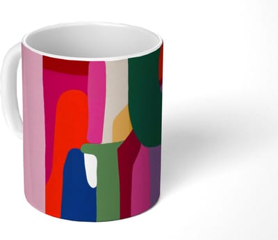 Mok - Koffiemok - Kleurvakken - Recht - Rond - Abstract - Mokken - 350 ML - Beker - Koffiemokken - Theemok