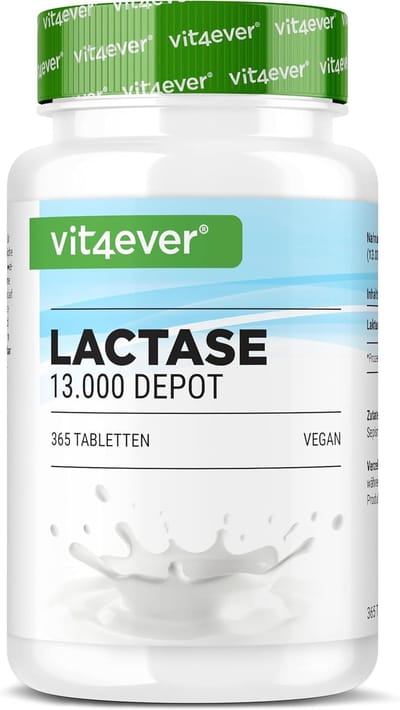 Vit4ever - Lactase 13.000 Depot - 365 tabletten met depotwerking (Sepismart® Slow Release) - Hooggedoseerd met 13.000 FCC-eenheden - Voor lactose-intolerantie + melkintolerantie
