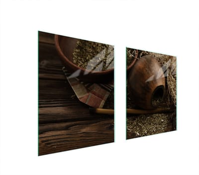 TMK ArtDeko Yerba Serie - Glazen Beschermplaat - 85x52 cm - Veelkleurig - Gehard Glas