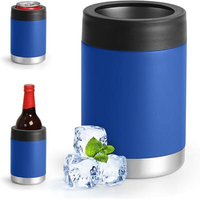 Blik Koeler - Fleshouder Bierkoeler - Drankjes Koel Houden - Universeel Dubbelwandig - 16 oz - Donkerblauw