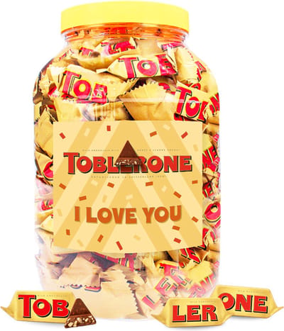 Toblerone Tiny chocolade "I Love You" - melkchocolade met amandelen, nougat en honing - 1000g