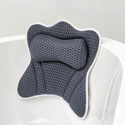 KZQ Dit ergonomische badkussen is voorzien van zuignappen, een vlinderachtige nek- en hoofdsteun en is sneldrogend en ademend, waardoor het ideaal is voor baden, massages en reizen.