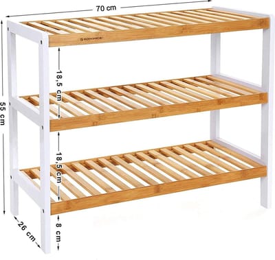Schoenenrek 12 Paar Schoenen Opbergen - 3 Etages - Schoenenplank Opbergsysteem Organizer - Stevig Rek Bamboe Hout