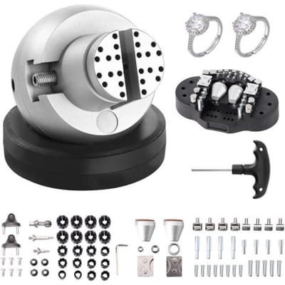 VEVOR kogelklem, 5-inch graveerzetgereedschap, 360° draaibare graveerblokklem, 69-delige set accessoires, graveerblokgereedschap voor sieraden, standaardblok voor edelsteeninleg en kleine gravures