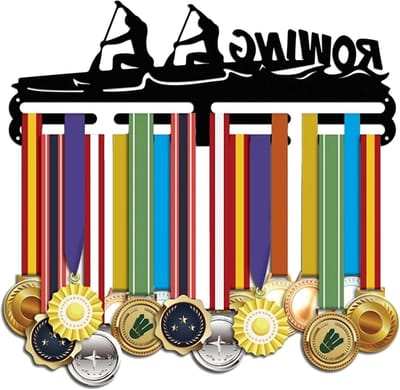 Medaille Houder Roeien - Medailles Display - Sport Prestaties Tonen - Roeithemadesign - 40 x 15 cm - Zwart