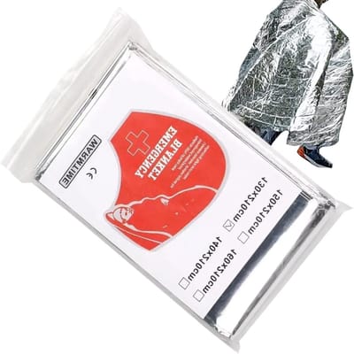 Isolatie Deken - Nooddeken Warmte - Buitenactiviteiten Bescherming - Lichtgewicht Compact - 130x210 cm - Zilver