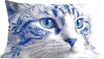 Sierkussens - Kussentjes Woonkamer - 60x40 cm - Kat - Patroon - Blauw