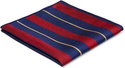 Marineblauwe Pochet met Rode & Goudkleurige Strepen