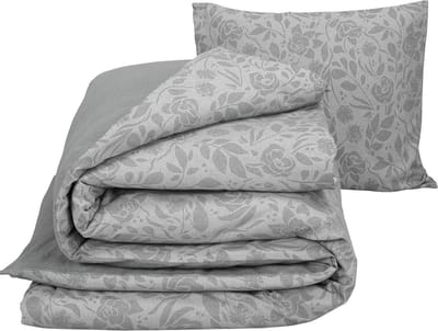 De Witte Lietaer Dekbedovertrek Lea Natural Grey - Eenpersoons - 140 x 200/220 cm - Flanel