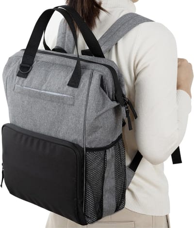 Stijlvolle luiertas rugzak met verschoningsmat - Grote luiertas met laptopcompartiment - Bevestigbaar aan kinderwagen