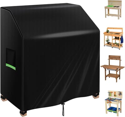 Modderkeuken Hoes - Afdekhoes Kinderkeuken - Bescherming Buitenshuis - Dubbele Waterdichte Coating - 110 x 50 x 98 cm - Zwart
