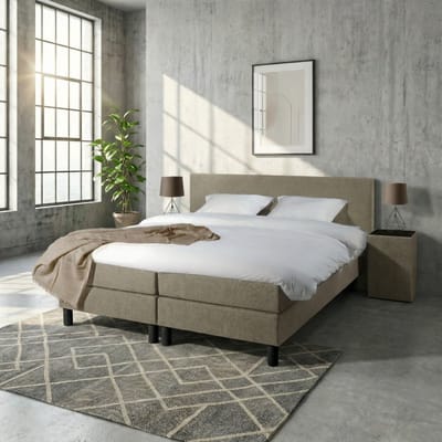 Mörgenn Boxspring Comforta - Pocketvering - Taupe - 80x200 cm - Inclusief Dekbed en Kussens