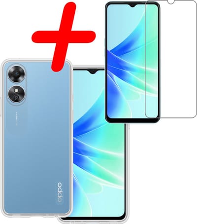 Hoesje Met Screenprotector - Geschikt voor OPPO A17 - Sterk & Shockproof - Back Cover - Siliconen Case - Telefoon Hoes - Transparant